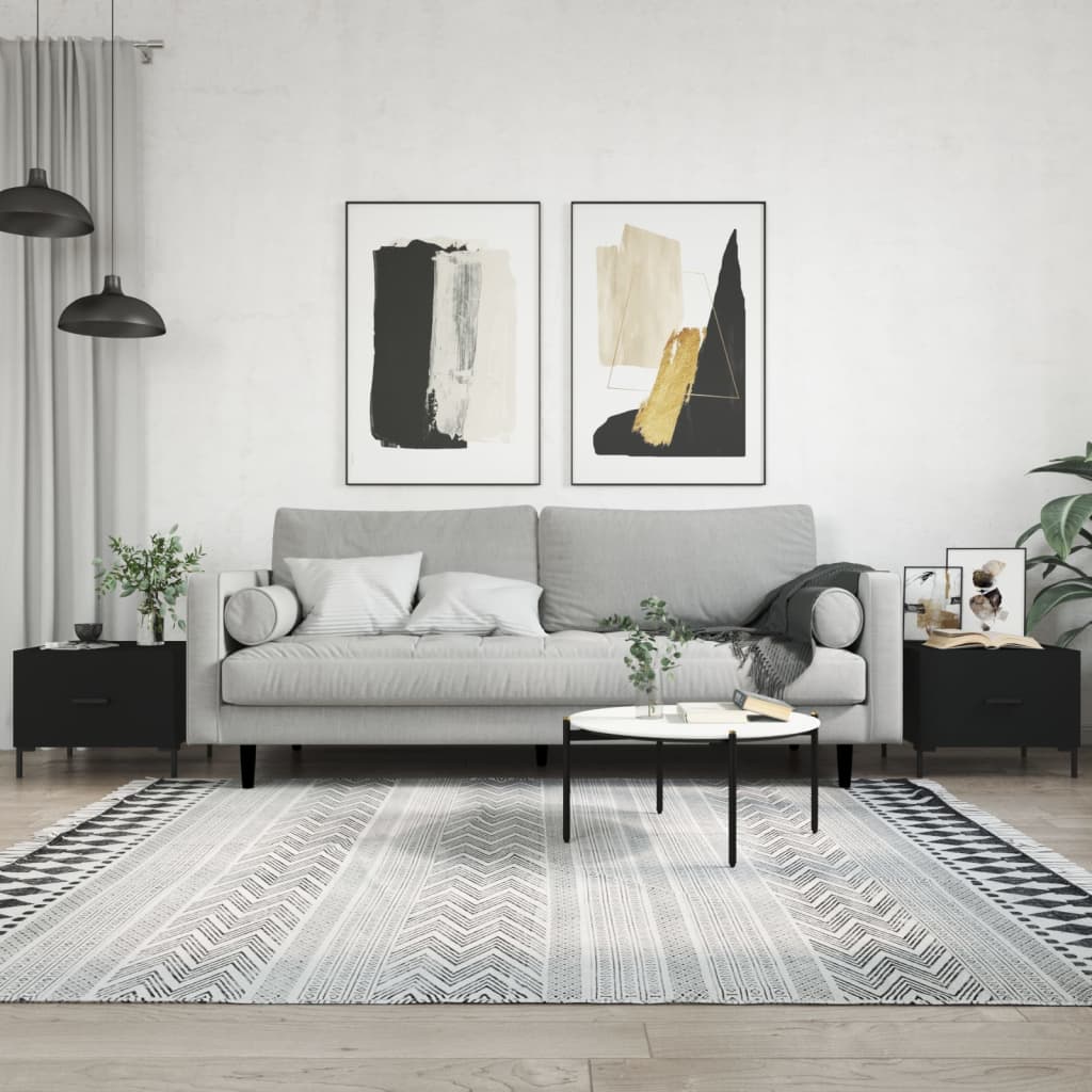 vidaXL Măsuțe de cafea, 2 buc., negru, 50x50x40 cm, lemn compozit vidaXL Măsuțe de cafea, 2 buc., negru, 50x50x40 cm, lemn compozit