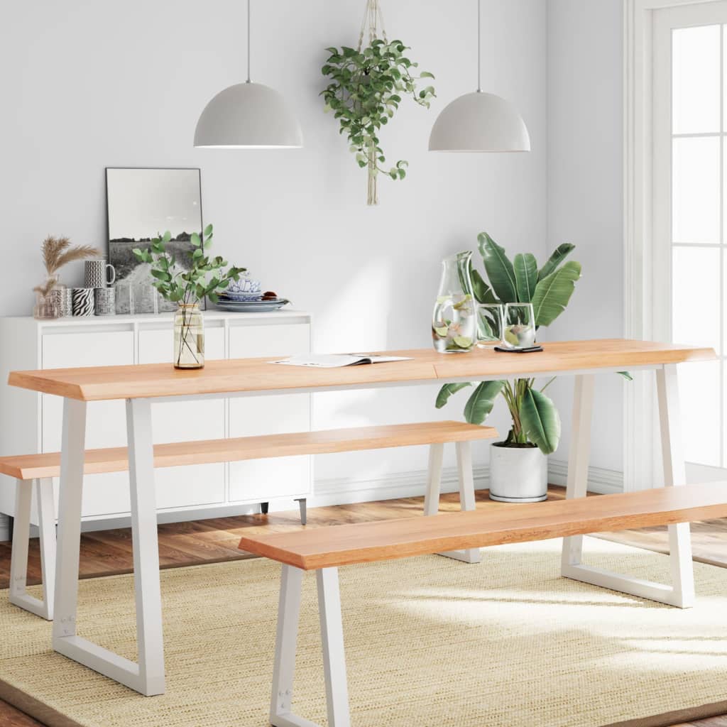 vidaXL Blat masă, 220x60x(2-4) cm, maro, lemn tratat contur organic vidaXL Blat masă, 220x60x(2-4) cm, maro, lemn tratat contur organic