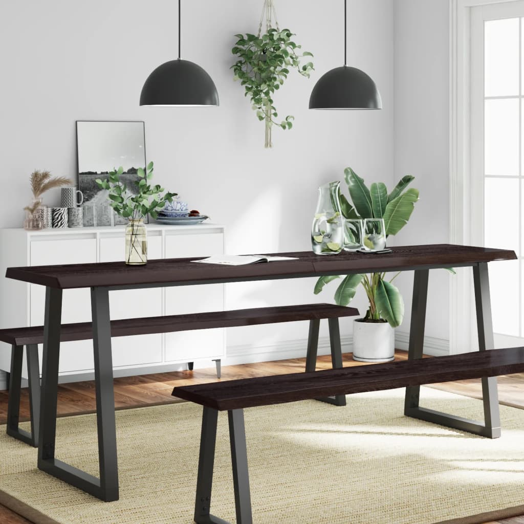 vidaXL Blat masă, 220x60x(2-6) cm, maro, lemn tratat contur organic vidaXL Blat masă, 220x60x(2-6) cm, maro, lemn tratat contur organic