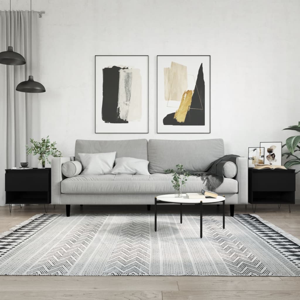 vidaXL Măsuțe de cafea, 2 buc., negru, 50x46x50 cm, lemn compozit vidaXL Măsuțe de cafea, 2 buc., negru, 50x46x50 cm, lemn compozit
