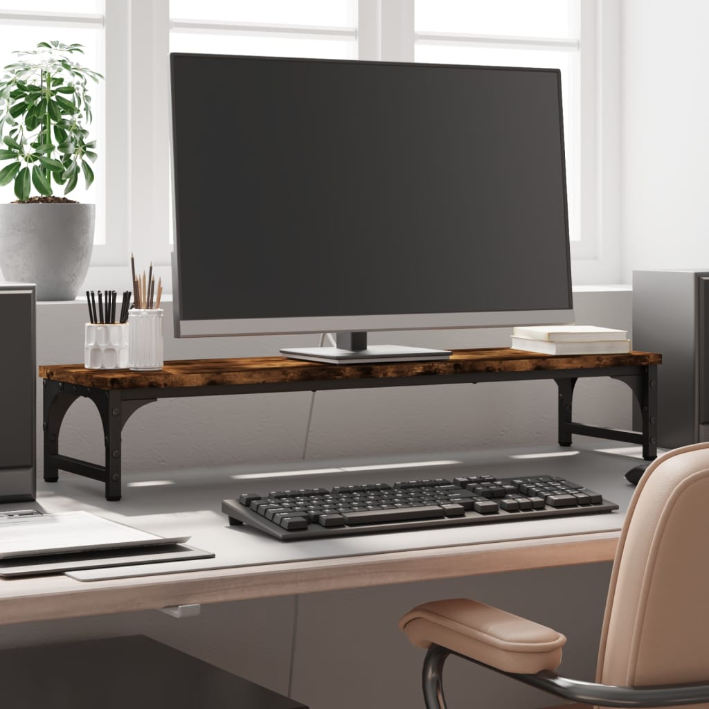 vidaXL Suport de monitor, stejar fumuriu, 85x23x15,5 cm, lemn compozit vidaXL Suport de monitor, stejar fumuriu, 85x23x15,5 cm, lemn compozit