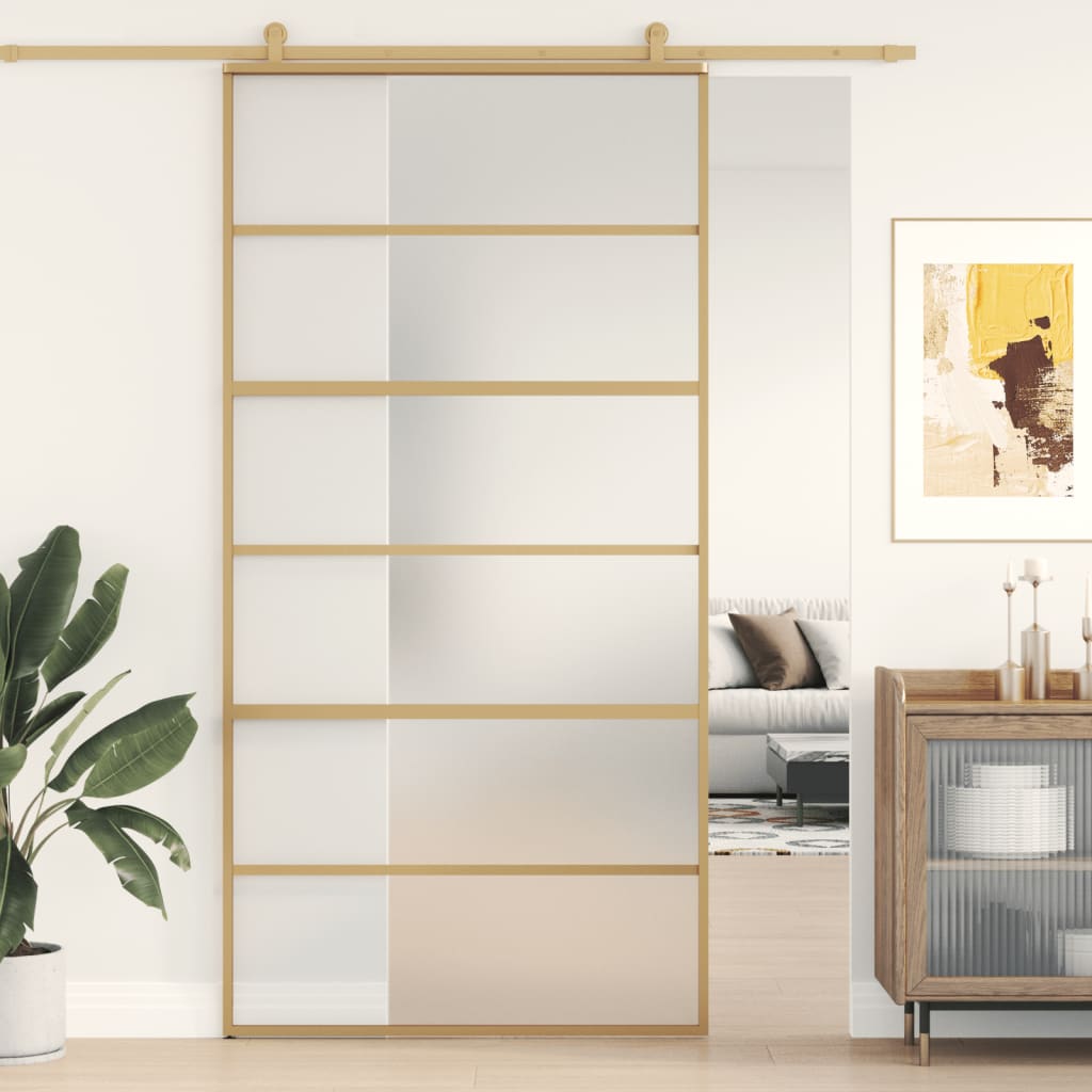 vidaXL Ușă glisantă, auriu, 102,5x205 cm, sticlă ESG mată și aluminiu vidaXL Ușă glisantă, auriu, 102,5x205 cm, sticlă ESG mată și aluminiu