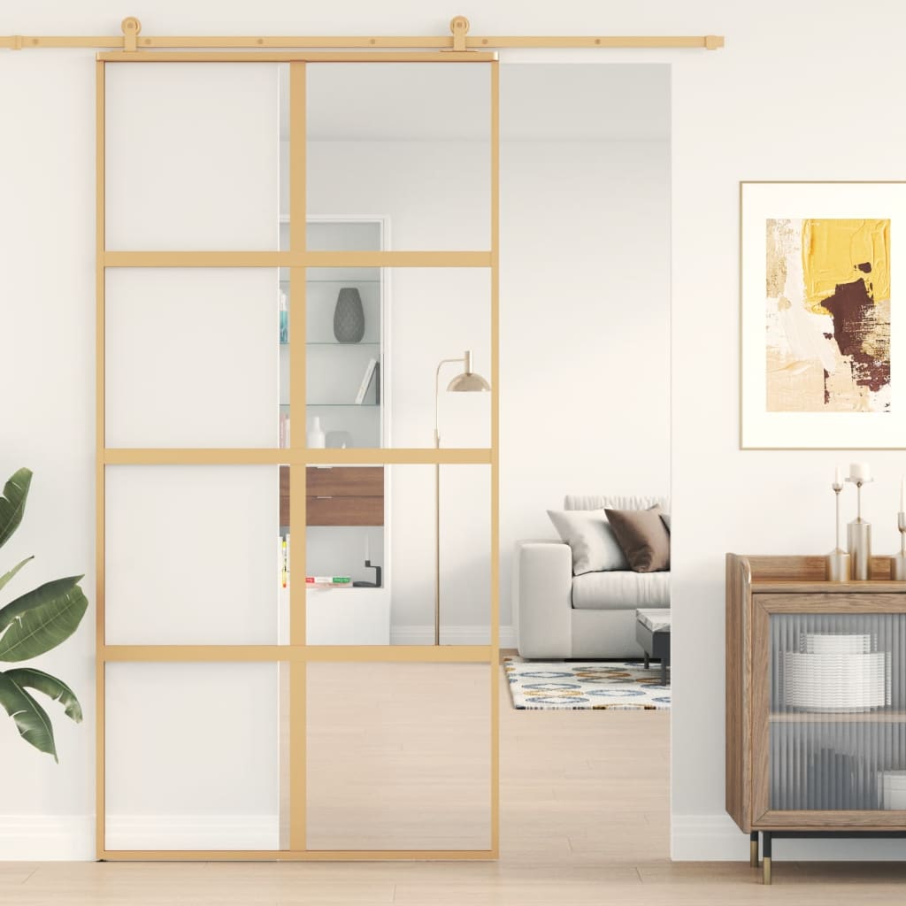 vidaXL Ușă glisantă, auriu, 102,5x205 cm, sticlă ESG mată și aluminiu vidaXL Ușă glisantă, auriu, 102,5x205 cm, sticlă ESG mată și aluminiu