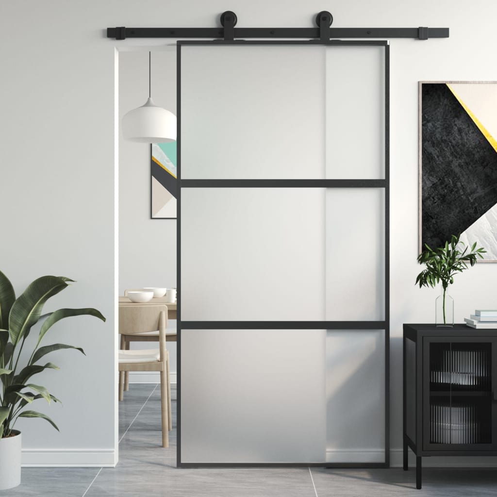 vidaXL Ușă glisantă, negru, 102,5x205 cm, sticlă securizată/aluminiu vidaXL Ușă glisantă, negru, 102,5x205 cm, sticlă securizată/aluminiu