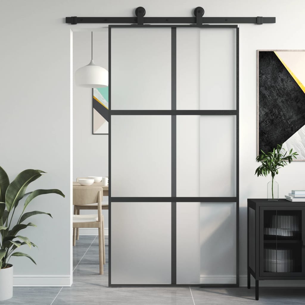 vidaXL Ușă glisantă, negru, 102,5x205 cm, sticlă securizată/aluminiu vidaXL Ușă glisantă, negru, 102,5x205 cm, sticlă securizată/aluminiu