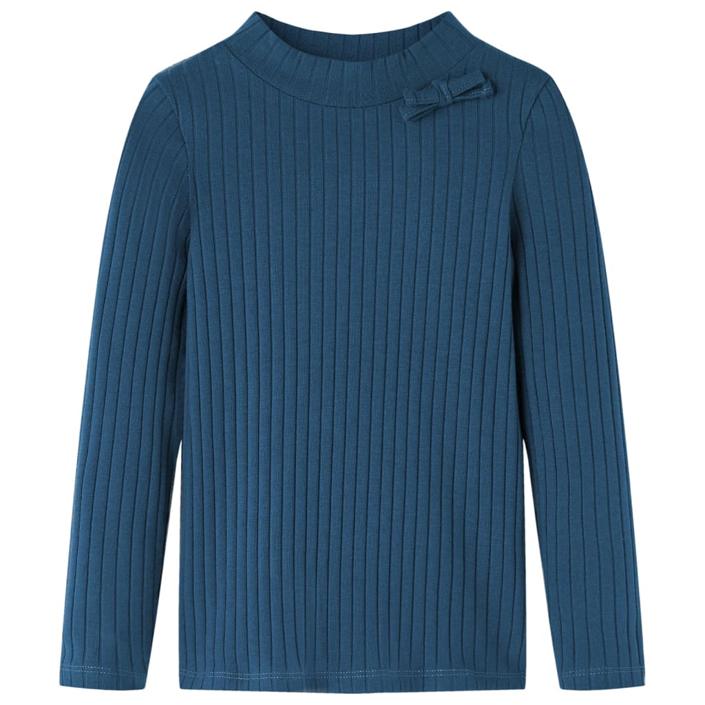 Tricou de copii cu mâneci lungi, tricot cu nervuri, bleumarin, 116 Tricou de copii cu mâneci lungi, tricot cu nervuri, bleumarin, 116