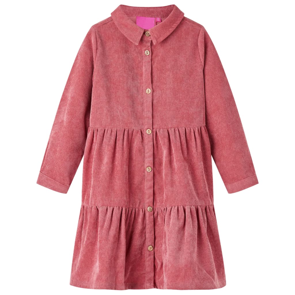 Rochie pentru copii cu mâneci lungi din catifea, roz antichizat, 116 Rochie pentru copii cu mâneci lungi din catifea, roz antichizat, 116