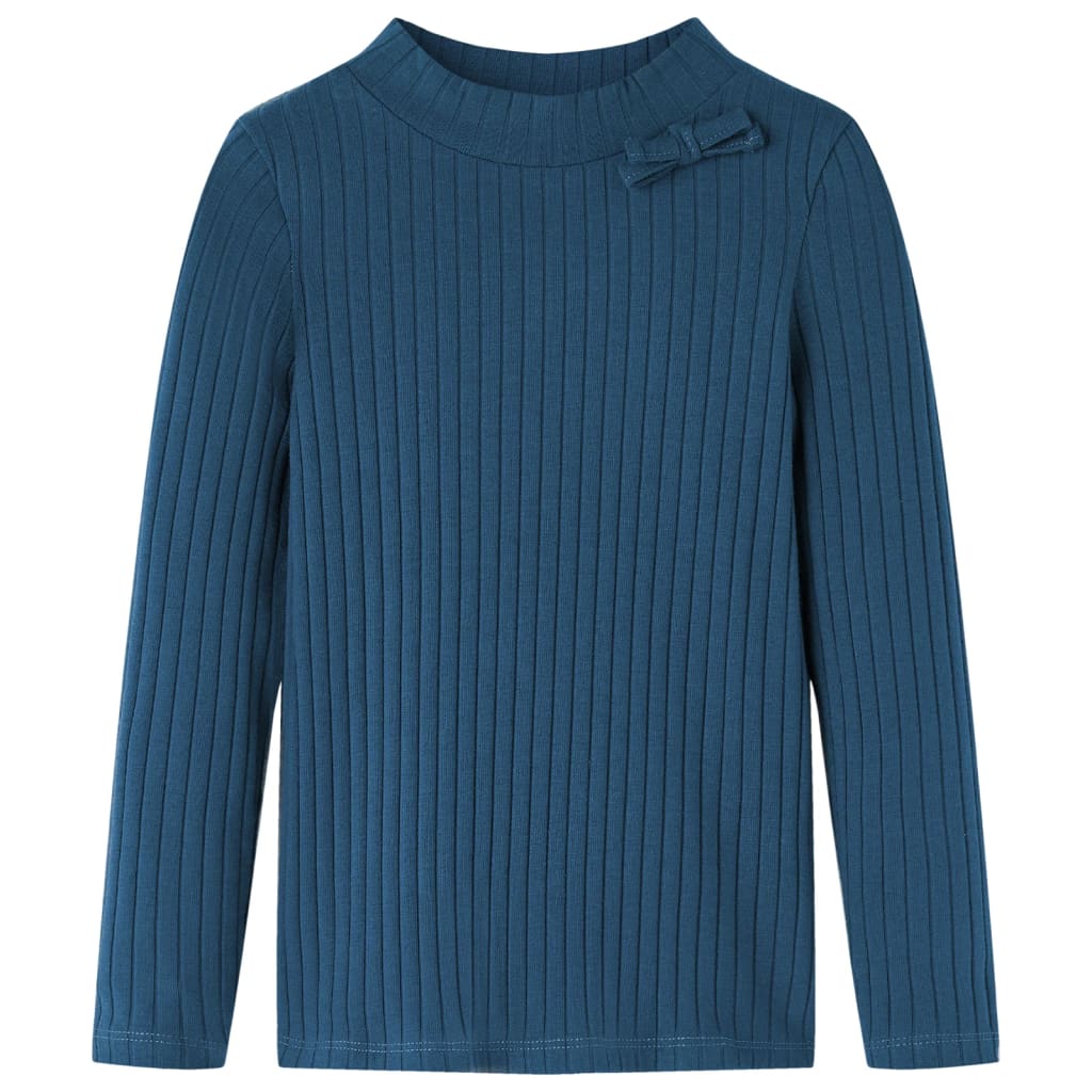 Tricou de copii cu mâneci lungi, tricot cu nervuri, bleumarin, 104 Tricou de copii cu mâneci lungi, tricot cu nervuri, bleumarin, 104