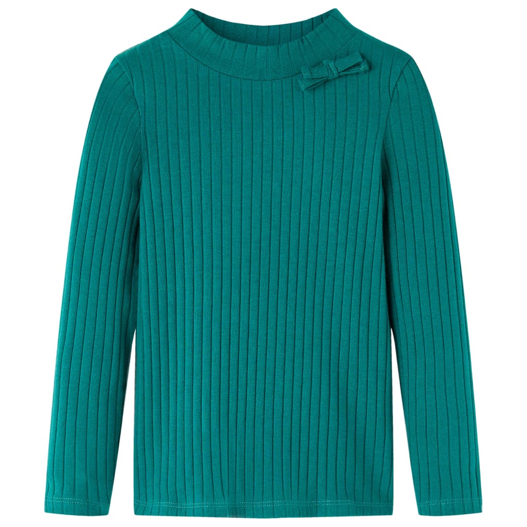 Tricou de copii cu mâneci lungi, tricot cu nervuri, verde închis, 116 Tricou de copii cu mâneci lungi, tricot cu nervuri, verde închis, 116