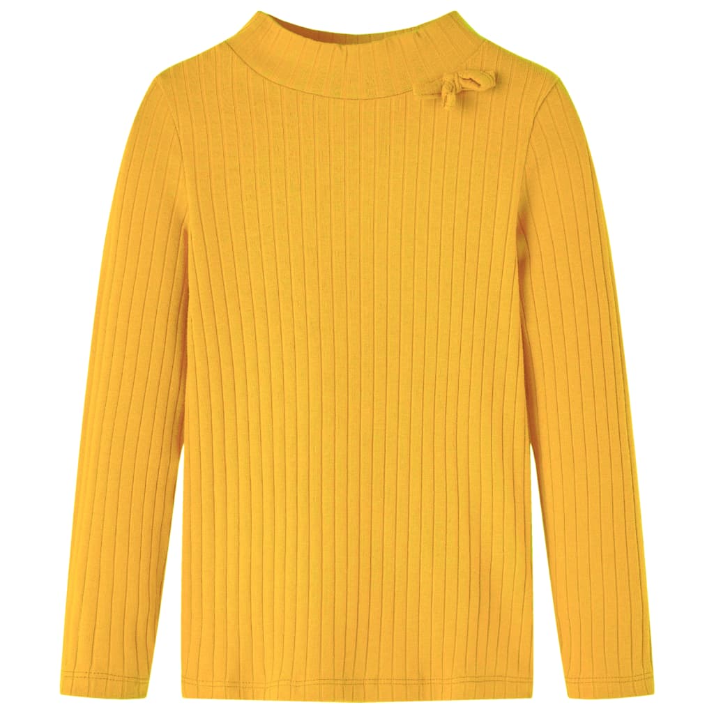 Tricou de copii cu mâneci lungi, tricot cu nervuri, ocru închis, 140 Tricou de copii cu mâneci lungi, tricot cu nervuri, ocru închis, 140
