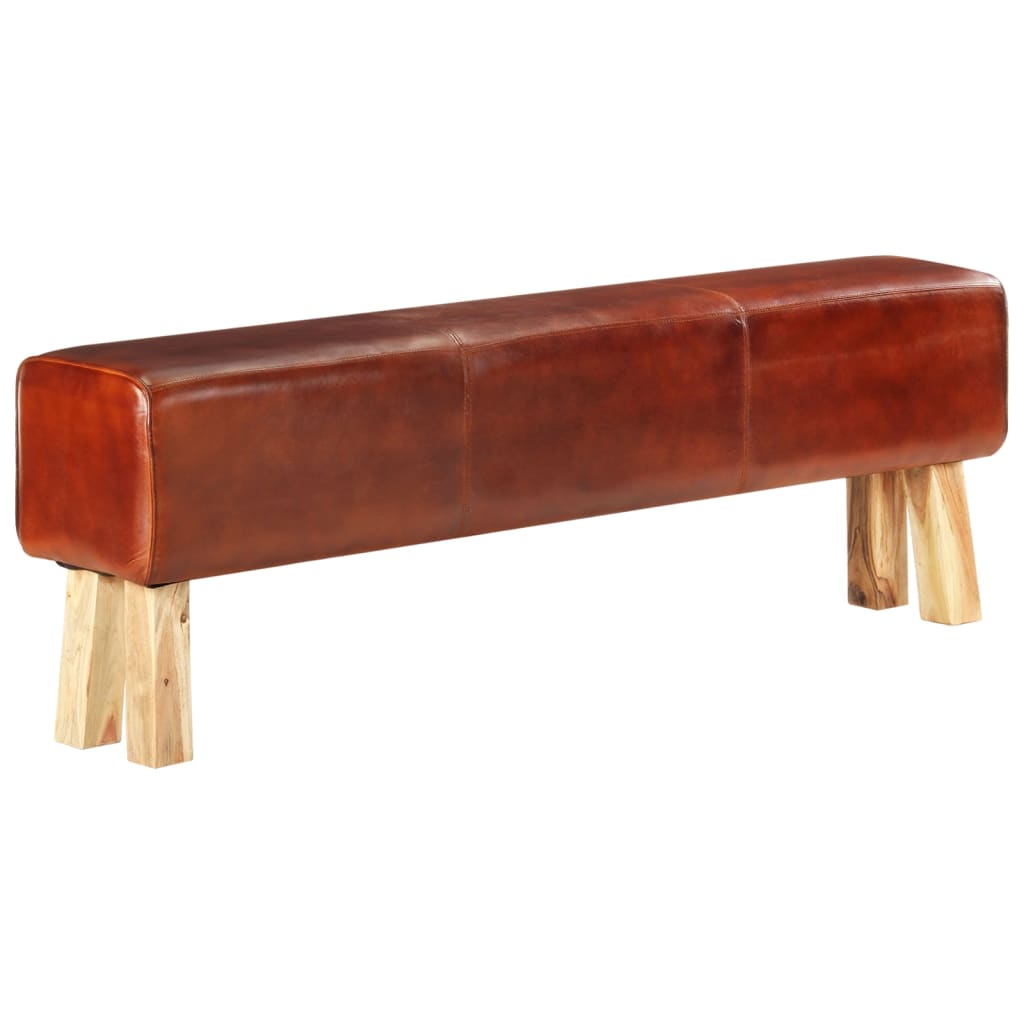 vidaXL Bancă Bok gimnastică maro 160 cm piele naturală/lemn acacia vidaXL Bancă Bok gimnastică maro 160 cm piele naturală/lemn acacia