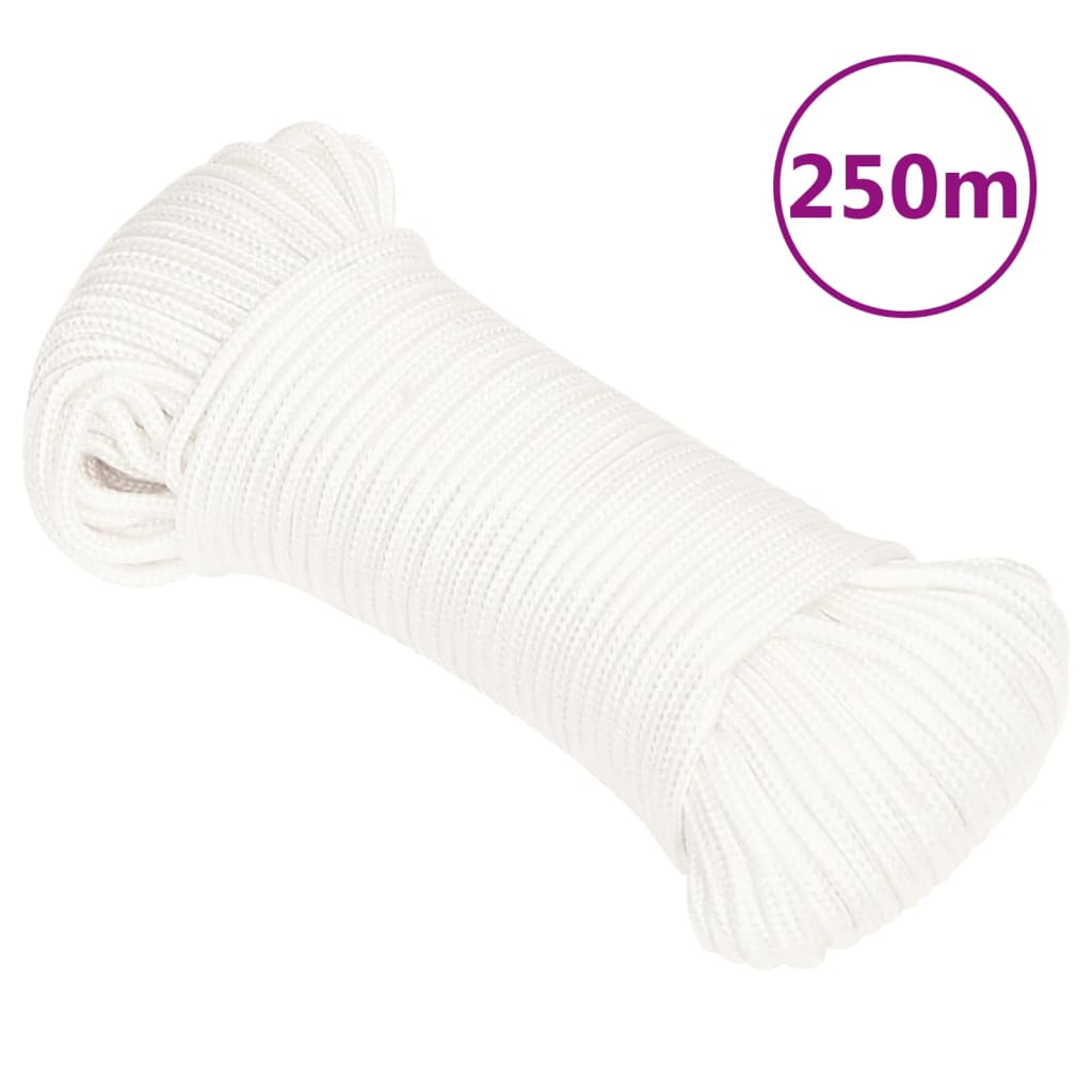 vidaXL Frânghie de barcă, alb complet, 4 mm, 250 m, polipropilenă vidaXL Frânghie de barcă, alb complet, 4 mm, 250 m, polipropilenă