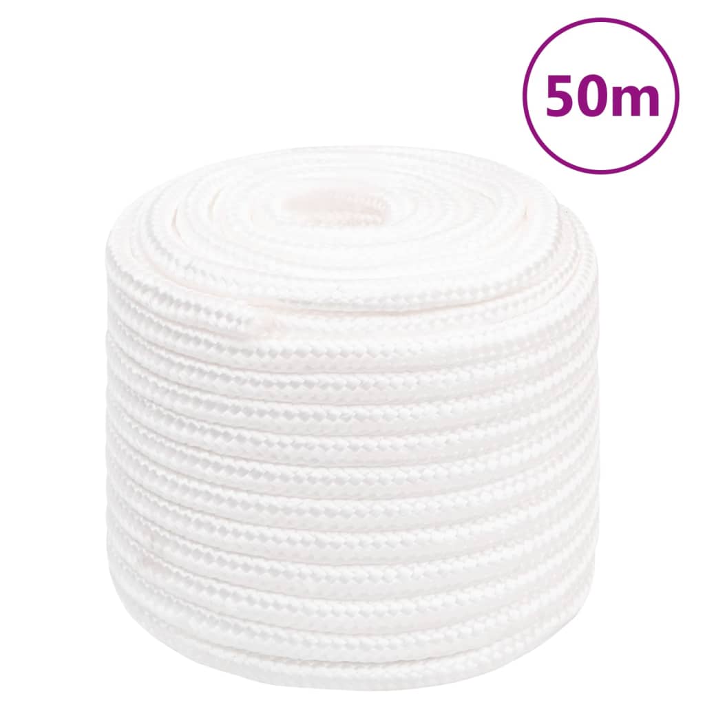 vidaXL Frânghie de barcă, alb complet, 16 mm, 50 m, polipropilenă vidaXL Frânghie de barcă, alb complet, 16 mm, 50 m, polipropilenă
