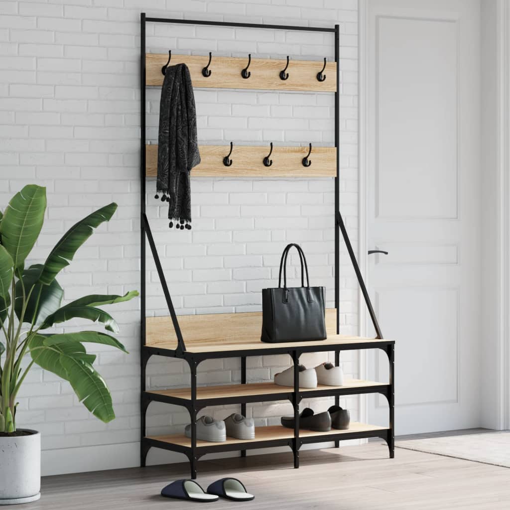vidaXL Suport de haine cu raft pantofi, stejar sonoma, 100x40x184 cm vidaXL Suport de haine cu raft pantofi, stejar sonoma, 100x40x184 cm