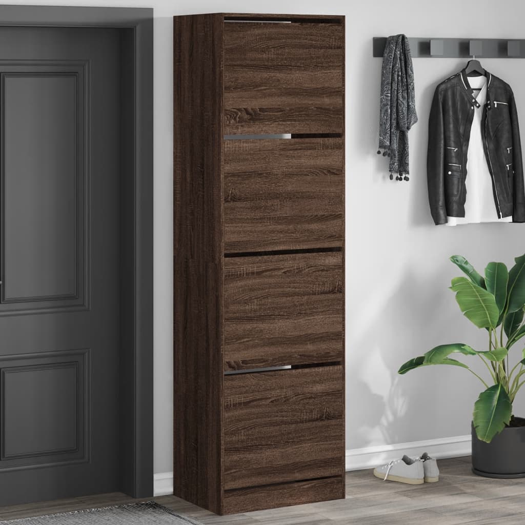 vidaXL Dulap de pantofi 4 sertare rabatabile, stejar maro, 60x42x204cm vidaXL Dulap de pantofi 4 sertare rabatabile, stejar maro, 60x42x204cm