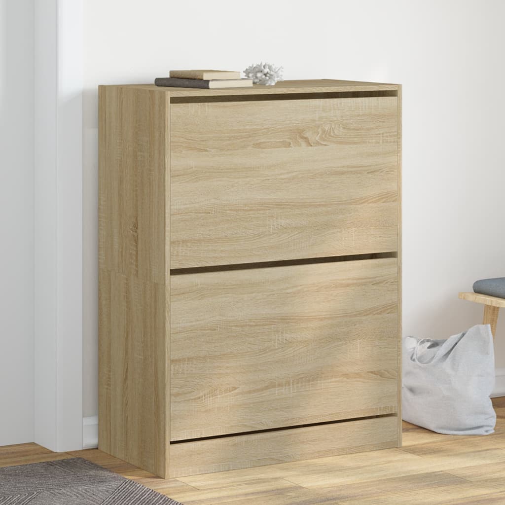 vidaXL Pantofar cu 2 sertare rabatabile, stejar sonoma, 80x42x108 cm vidaXL Pantofar cu 2 sertare rabatabile, stejar sonoma, 80x42x108 cm