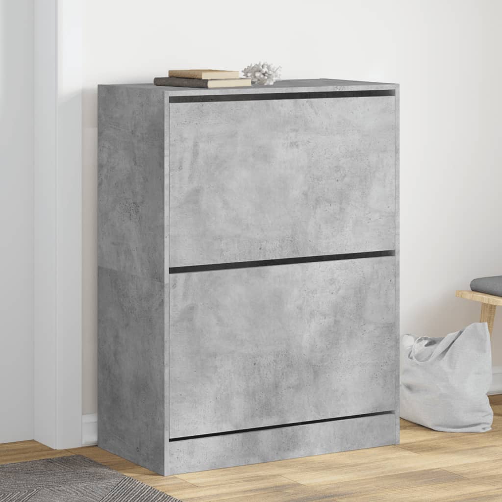 vidaXL Dulap de pantofi 2 sertare rabatabile, gri beton, 80x42x108 cm vidaXL Dulap de pantofi 2 sertare rabatabile, gri beton, 80x42x108 cm
