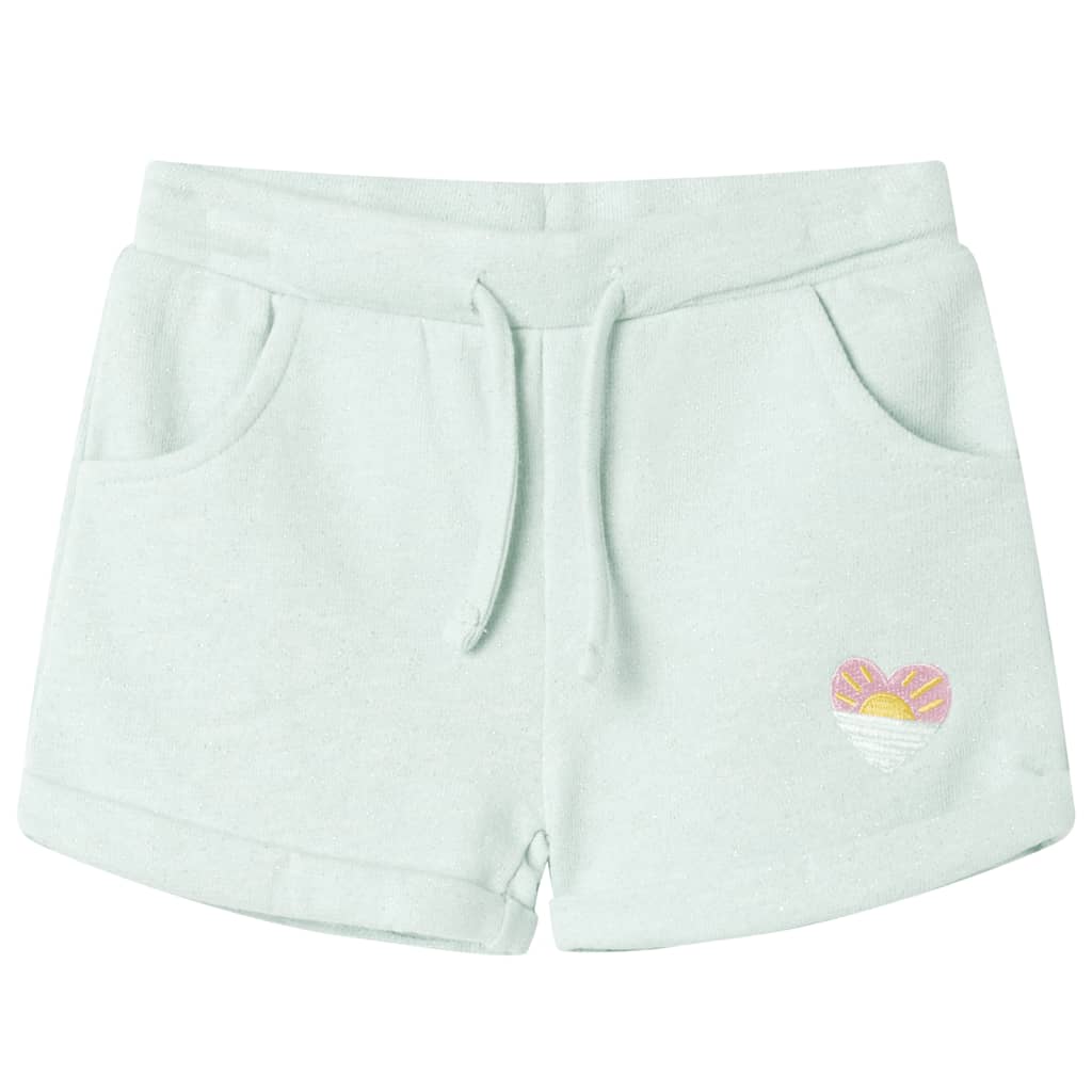 Pantaloni scurți de copii cu șnur, verde mentă deschis combinat, 92 Pantaloni scurți de copii cu șnur, verde mentă deschis combinat, 92