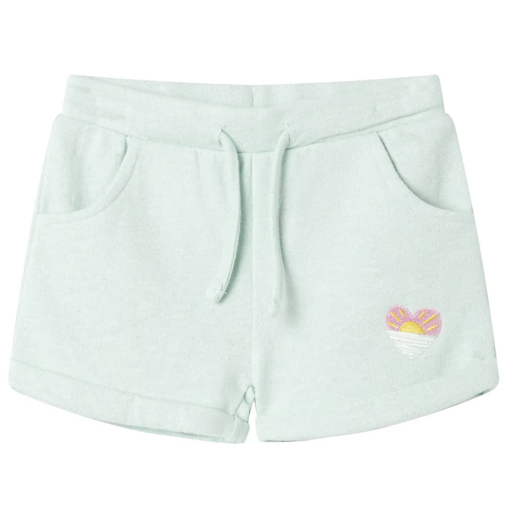 Pantaloni scurți de copii cu șnur, verde mentă deschis combinat, 128 Pantaloni scurți de copii cu șnur, verde mentă deschis combinat, 128