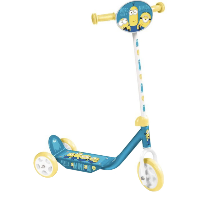 Trotineta cu 3 roti, model Minions, max 20 kg, 2+, ghidon reglabil, platforma antialunecare, 54 x 68-73,5 x 23 cm, albastru/galben Trotineta cu 3 roti, model Minions, max 20 kg, 2+, ghidon reglabil, platforma antialunecare, 54 x 68-73,5 x 23 cm, albastru/galben
