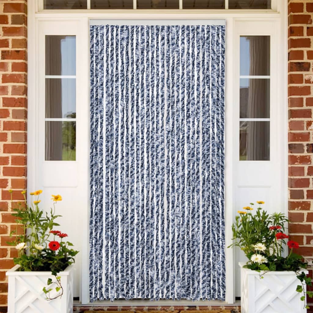 vidaXL Perdea pentru insecte, albastru și alb, 100x200 cm, chenille vidaXL Perdea pentru insecte, albastru și alb, 100x200 cm, chenille