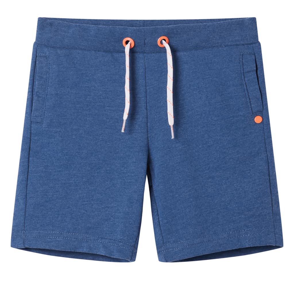 Pantaloni scurți pentru copii cu șnur, albastru melanj închis, 128 Pantaloni scurți pentru copii cu șnur, albastru melanj închis, 128