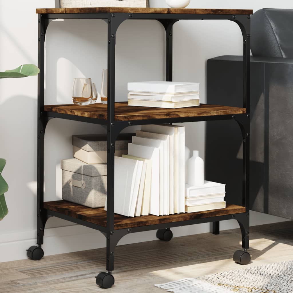 vidaXL Suport imprimantă 3 niveluri, stejar fumuriu, 50x41x75 cm lemn vidaXL Suport imprimantă 3 niveluri, stejar fumuriu, 50x41x75 cm lemn