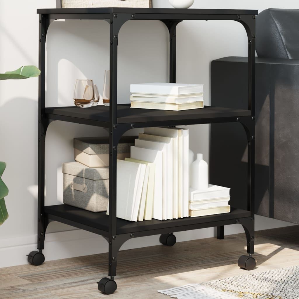 vidaXL Suport imprimantă 3 niveluri, negru, 50x41x75 cm lemn prelucrat vidaXL Suport imprimantă 3 niveluri, negru, 50x41x75 cm lemn prelucrat