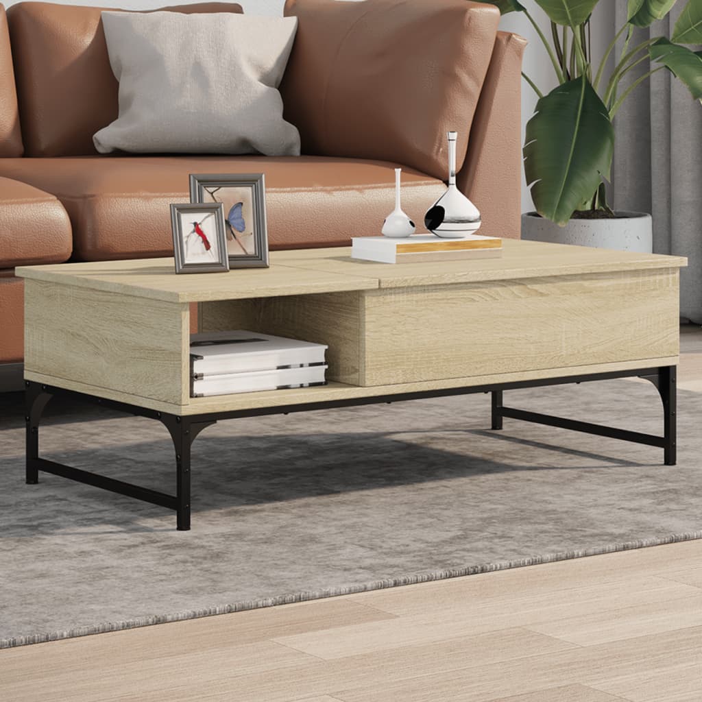 vidaXL Măsuță cafea stejar sonoma 100x50x35 cm lemn prelucrat și metal vidaXL Măsuță cafea stejar sonoma 100x50x35 cm lemn prelucrat și metal
