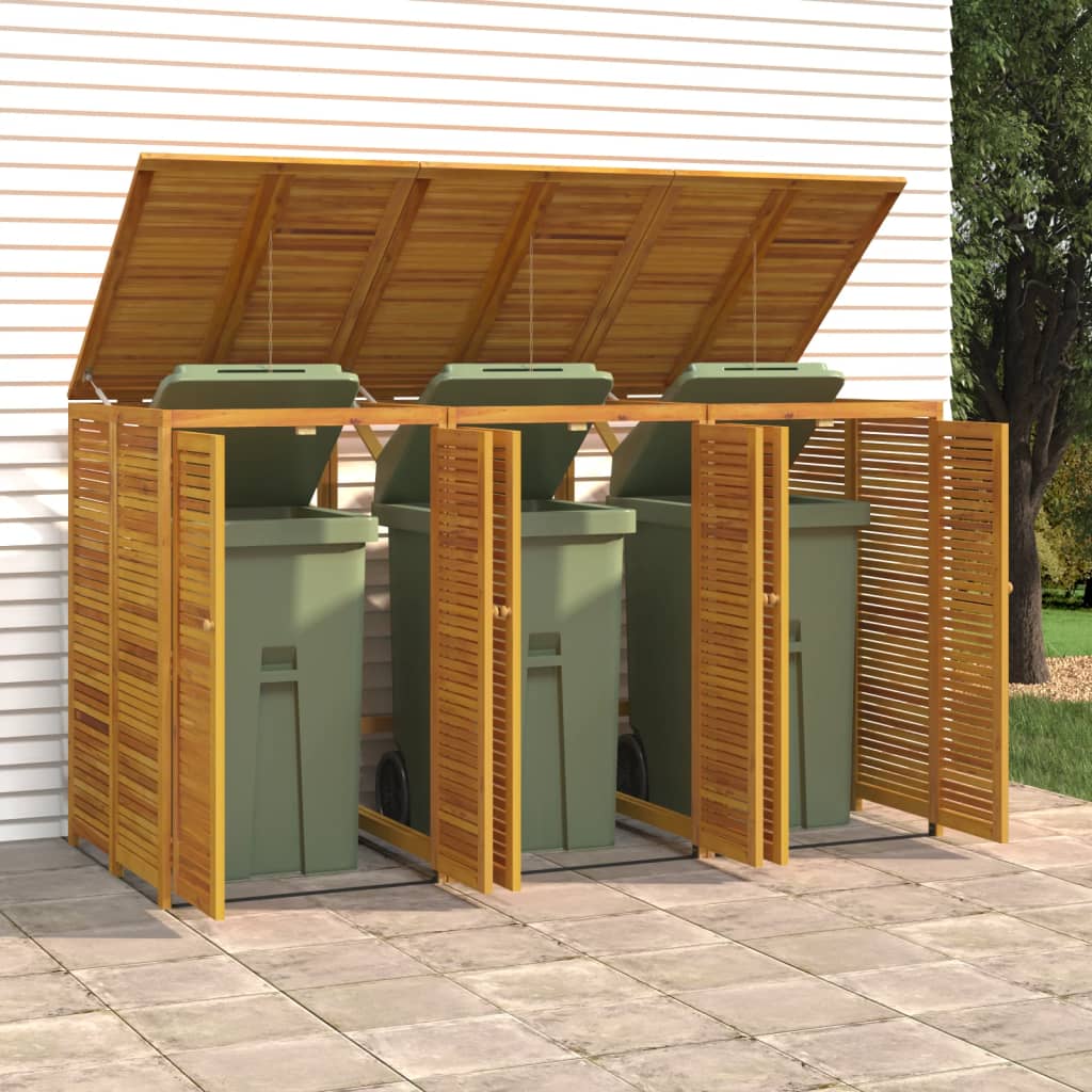 vidaXL Magazie pubelă gunoi triplă, 210x89x117 cm, lemn masiv acacia vidaXL Magazie pubelă gunoi triplă, 210x89x117 cm, lemn masiv acacia