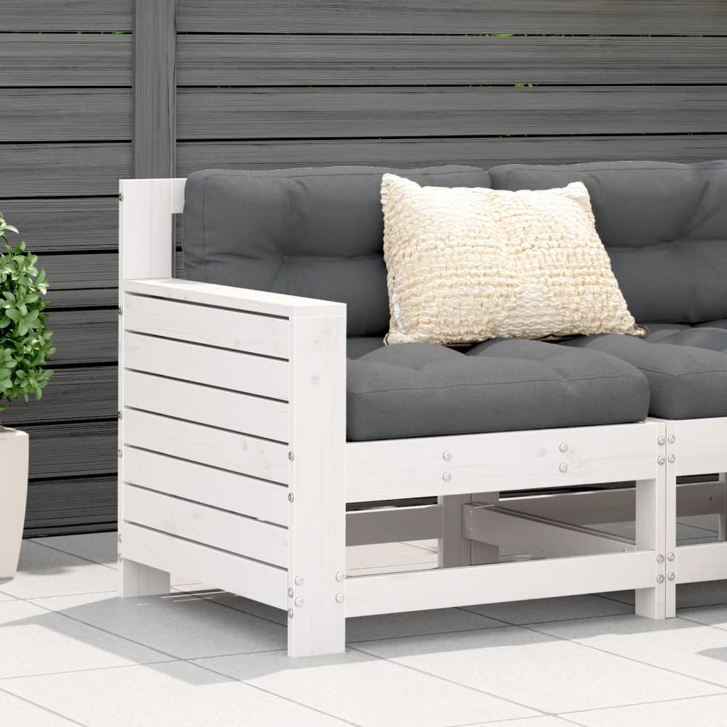 vidaXL Canapea cu cotieră de grădină, alb, 69x62x70,5cm lemn masiv pin vidaXL Canapea cu cotieră de grădină, alb, 69x62x70,5cm lemn masiv pin