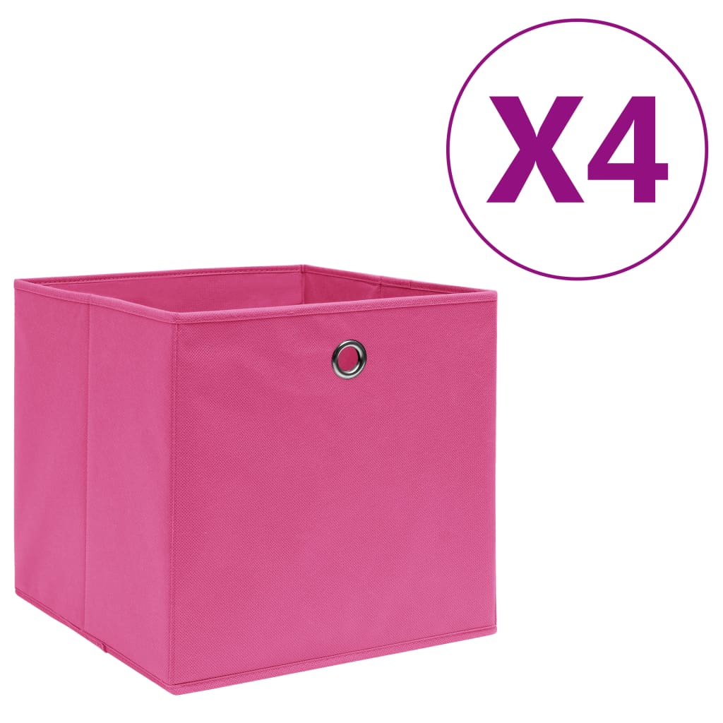 vidaXL Cutii depozitare, 4 buc., roz, 28x28x28 cm, textil nețesut vidaXL Cutii depozitare, 4 buc., roz, 28x28x28 cm, textil nețesut