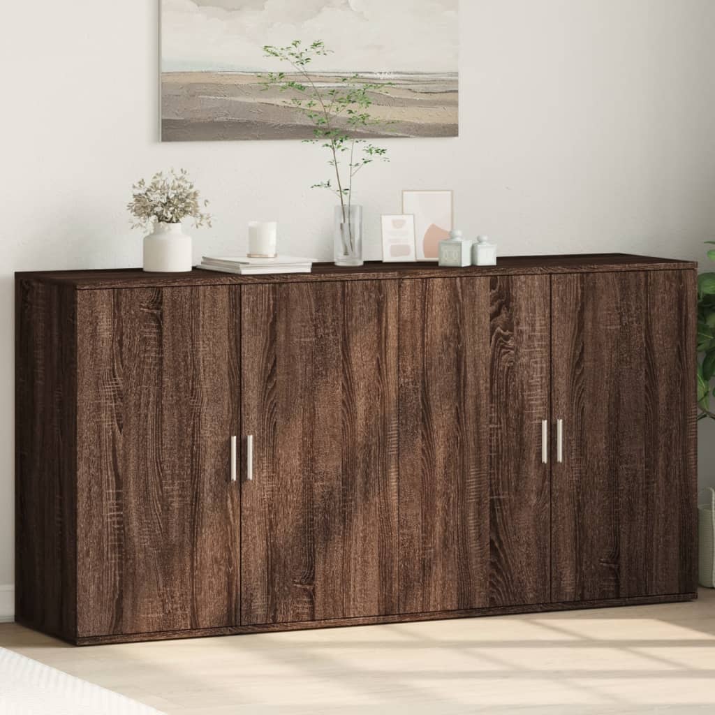 vidaXL Comode, 2 buc., maro, stejar fumuriu, 79x38x80cm, lemn compozit vidaXL Comode, 2 buc., maro, stejar fumuriu, 79x38x80cm, lemn compozit