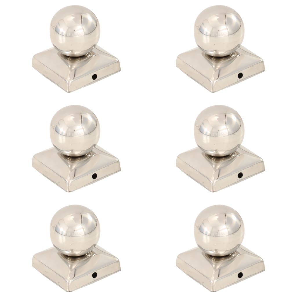 vidaXL Capace stâlpi tip glob, 6 buc., 71 x 71 mm, oțel inoxidabil vidaXL Capace stâlpi tip glob, 6 buc., 71 x 71 mm, oțel inoxidabil