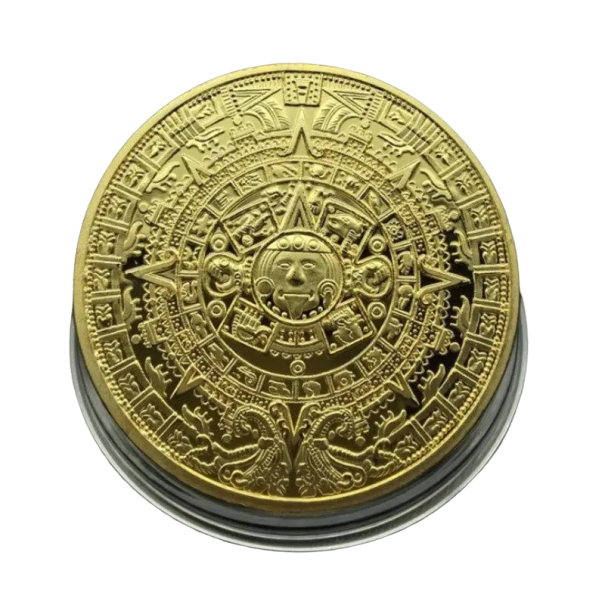 Calendar Maya placat cu aur aztec Monedă placată cu aur Monedă comemorativă piramidă mexicană 4cm aur Calendar Maya placat cu aur aztec Monedă placată cu aur Monedă comemorativă piramidă mexicană 4cm aur