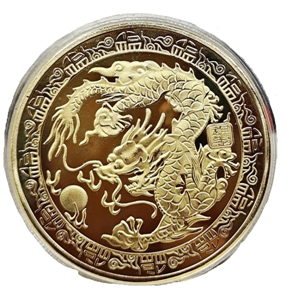 Monedă comemorativă dragon chinezesc Moneda de colecție dragon din zodiacul chinezesc de 4 cm, pictată, placată cu aur, monedă din metal, dragon chinezesc Moneda de anul dragonului cu capac transparent 4 Monedă comemorativă dragon chinezesc Moneda de colecție dragon din zodiacul chinezesc de 4 cm, pictată, placată cu aur, monedă din metal, dragon chinezesc Moneda de anul dragonului cu capac transparent 4