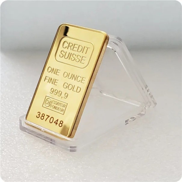 Placă de aur imitație de o uncie de aur Placă comemorativă placată cu aur de 24K cu capac din plastic 5 x 2,8 cm Placă de aur imitație de o uncie de aur Placă comemorativă placată cu aur de 24K cu capac din plastic 5 x 2,8 cm