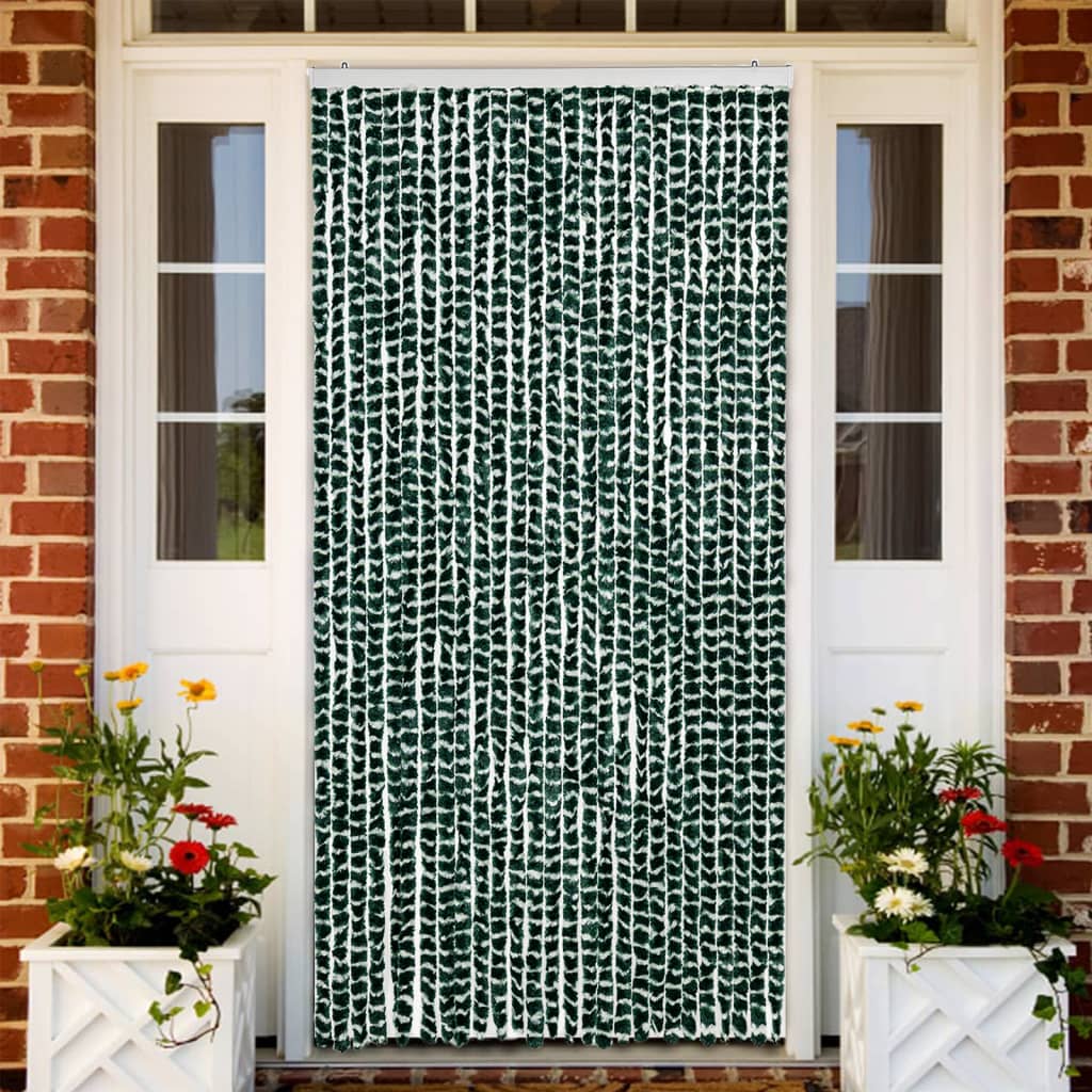 vidaXL Perdea pentru insecte, verde și alb, 118x220 cm, chenille vidaXL Perdea pentru insecte, verde și alb, 118x220 cm, chenille