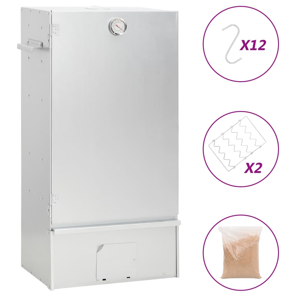vidaXL Afumătoare grătar cu așchii lemn 44,5x29x83 cm, oțel galvanizat vidaXL Afumătoare grătar cu așchii lemn 44,5x29x83 cm, oțel galvanizat