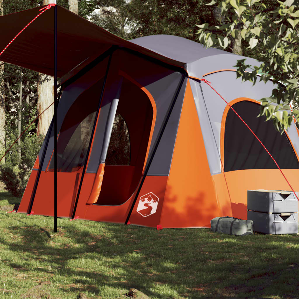 vidaXL Cabină cort de camping 5 persoane gri și portocaliu impermeabil vidaXL Cabină cort de camping 5 persoane gri și portocaliu impermeabil