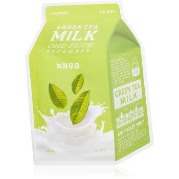 A’pieu One-Pack Milk Mask Green Tea mască textilă calmantă pentru ten gras și mixt A’pieu One-Pack Milk Mask Green Tea mască textilă calmantă pentru ten gras și mixt