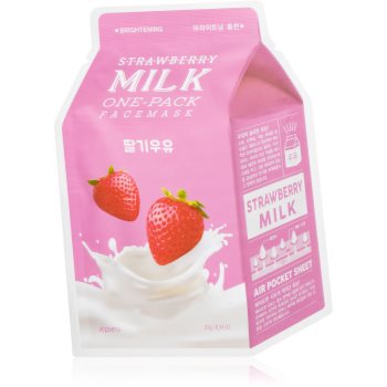 A’pieu One-Pack Milk Mask Strawberry mască textilă iluminatoare A’pieu One-Pack Milk Mask Strawberry mască textilă iluminatoare