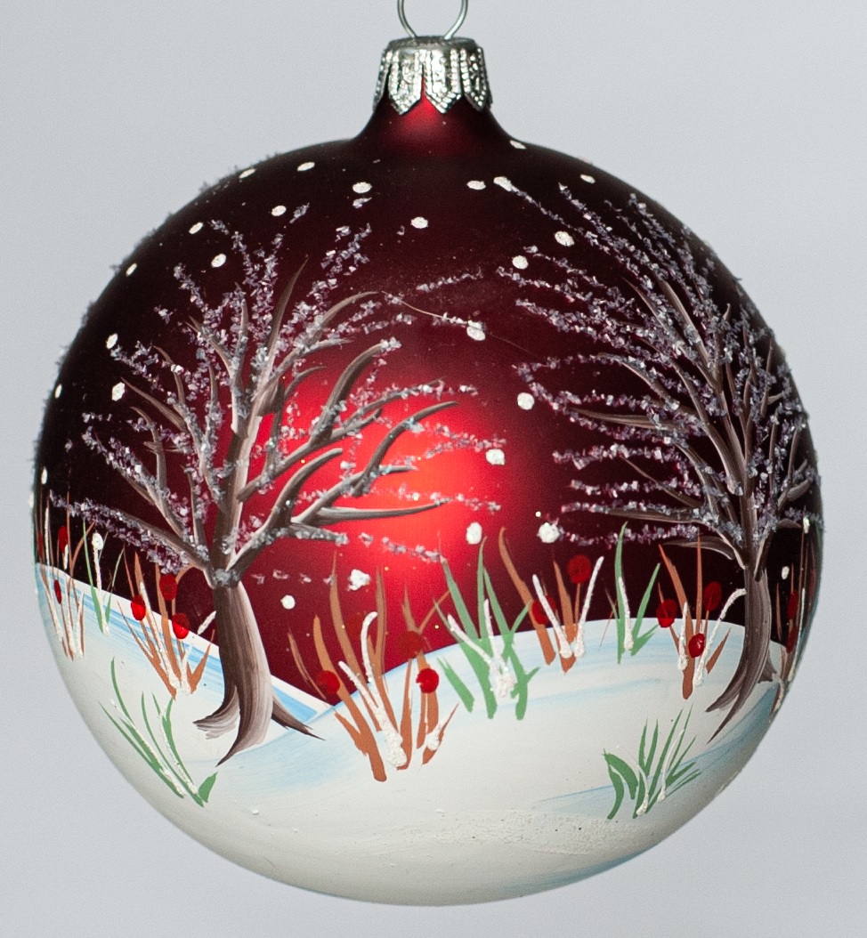 Glob - Visiniu satinat cu peisaj de iarna | ProdGlob Clasic Glass Glob - Visiniu satinat cu peisaj de iarna | ProdGlob Clasic Glass