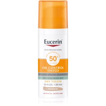 Eucerin Sun Oil Control Tinted gel cremă pentru plajă SPF 50+ Eucerin Sun Oil Control Tinted gel cremă pentru plajă SPF 50+