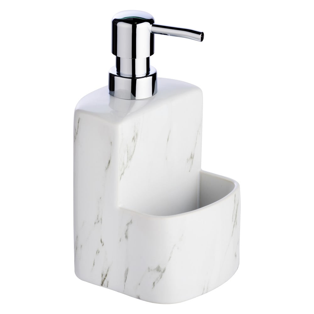 Dozator din ceramică pentru detergent vase Wenko Festival Marble, 380 ml, alb Dozator din ceramică pentru detergent vase Wenko Festival Marble, 380 ml, alb