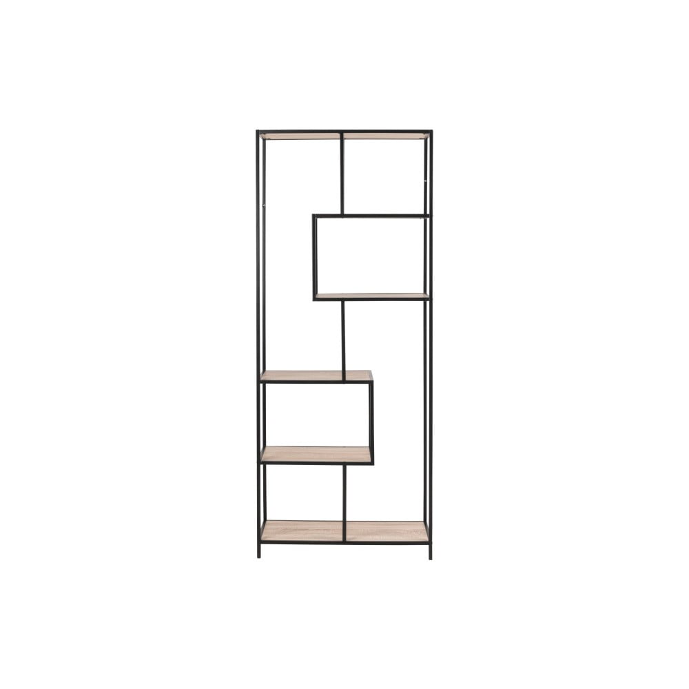 Bibliotecă neagră/cu aspect de lemn de stejar 77x185 cm Seaford – Actona Bibliotecă neagră/cu aspect de lemn de stejar 77x185 cm Seaford – Actona