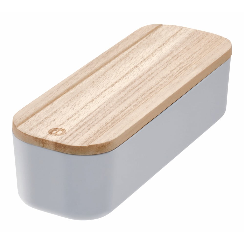 Cutie depozitare cu capac din lemn paulownia iDesign Eco, 9 x 27,5 cm, gri Cutie depozitare cu capac din lemn paulownia iDesign Eco, 9 x 27,5 cm, gri