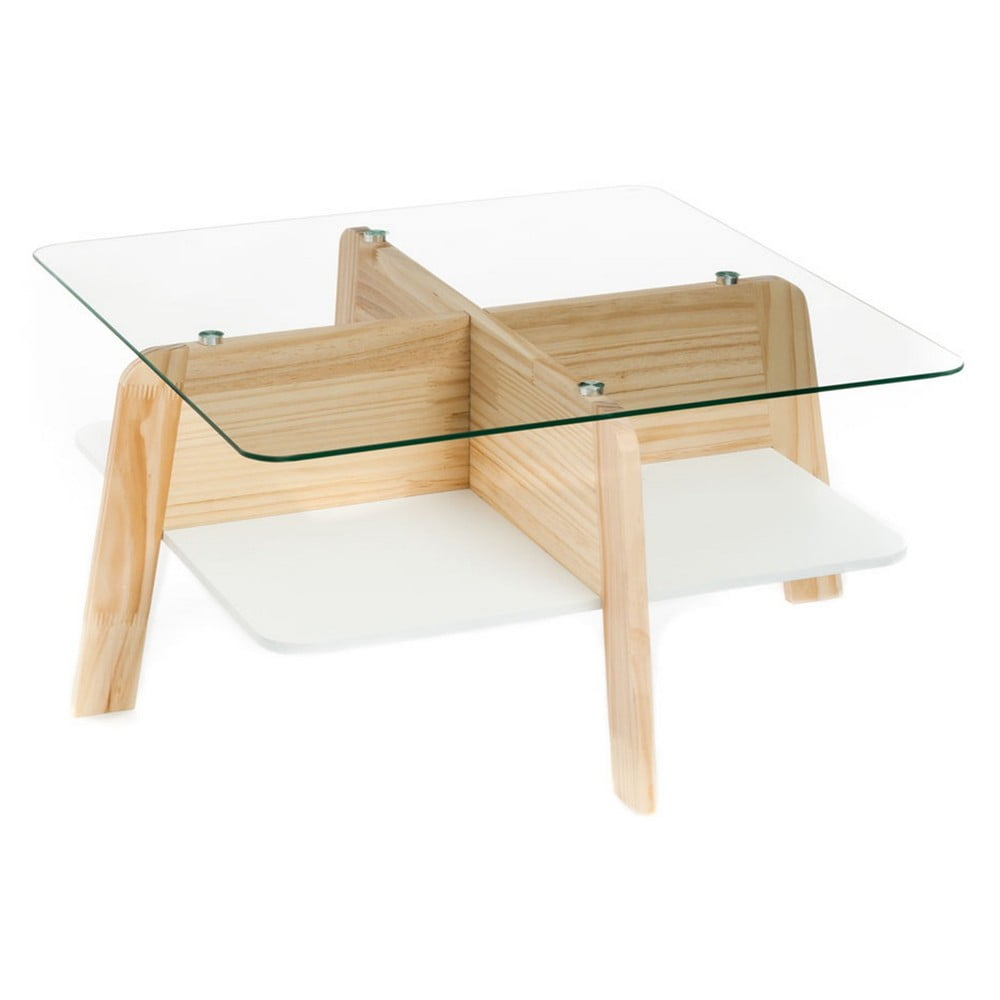 Măsuță de cafea în culoare naturală cu blat din sticlă 60x60 cm Varm – Tomasucci Măsuță de cafea în culoare naturală cu blat din sticlă 60x60 cm Varm – Tomasucci
