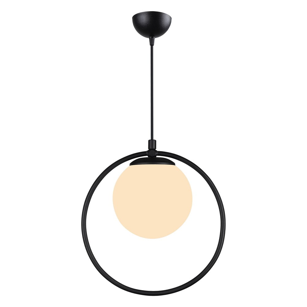 Lustră neagră din metal cu abajur din sticlă ø 15 cm Ates – Squid Lighting Lustră neagră din metal cu abajur din sticlă ø 15 cm Ates – Squid Lighting