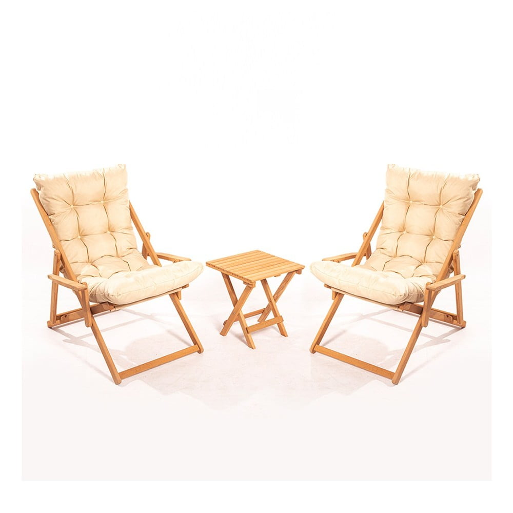 Set mobilier de grădină crem/natural din lemn de fag pentru 2 persoane – Floriane Garden Set mobilier de grădină crem/natural din lemn de fag pentru 2 persoane – Floriane Garden